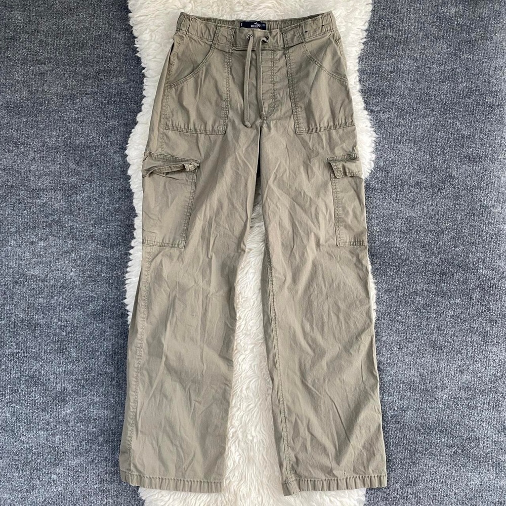 HOLLISTER KHAKI TAN CARGO BAGGY PANTS Y2K MODERN UTILITY OUTDOOR GRUNGE ALT